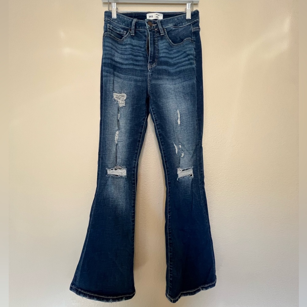 BKE 
Billie High Rise Distressed Bootcut Jeans